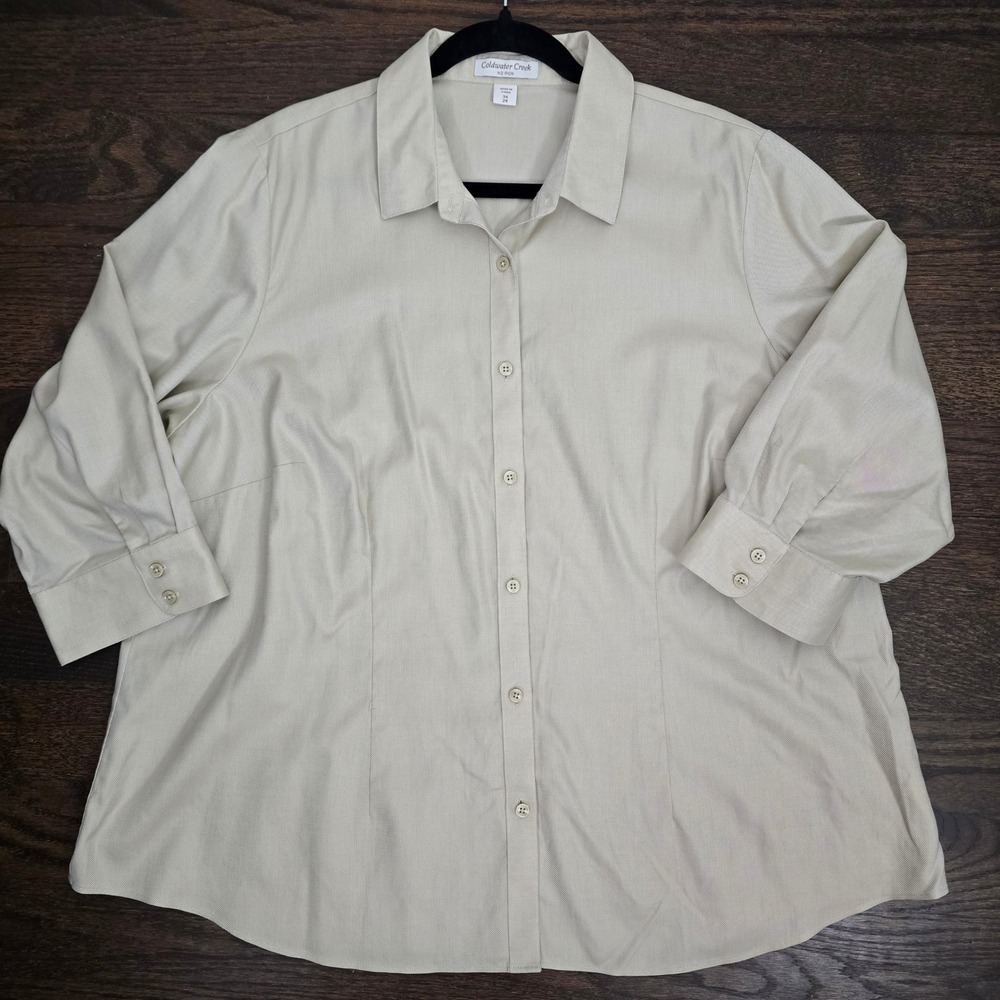 Coldwater Creek Button Up Shirt Women 3X 24 Beige No Iron Capsule Minimalist - Picture 6 of 10